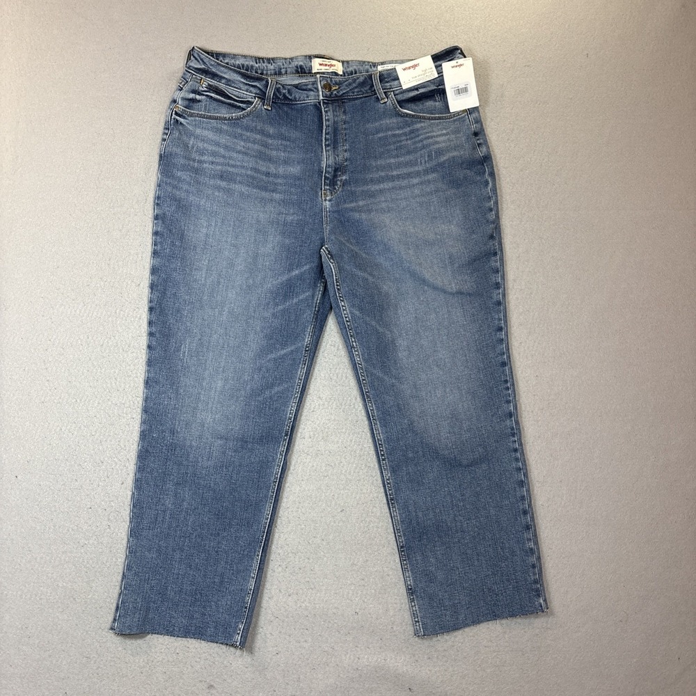Wrangler High Rise True Straight Crop Jeans Womens 18/34 Stretch‎ Denim NWT